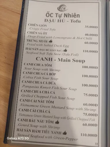 Menu quán