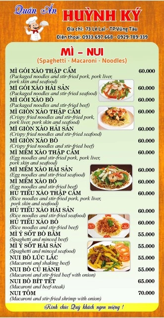 Menu quán