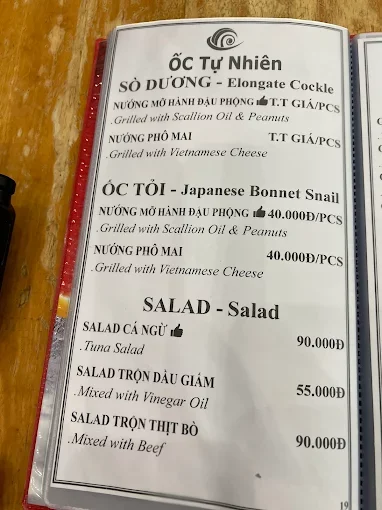 Menu quán